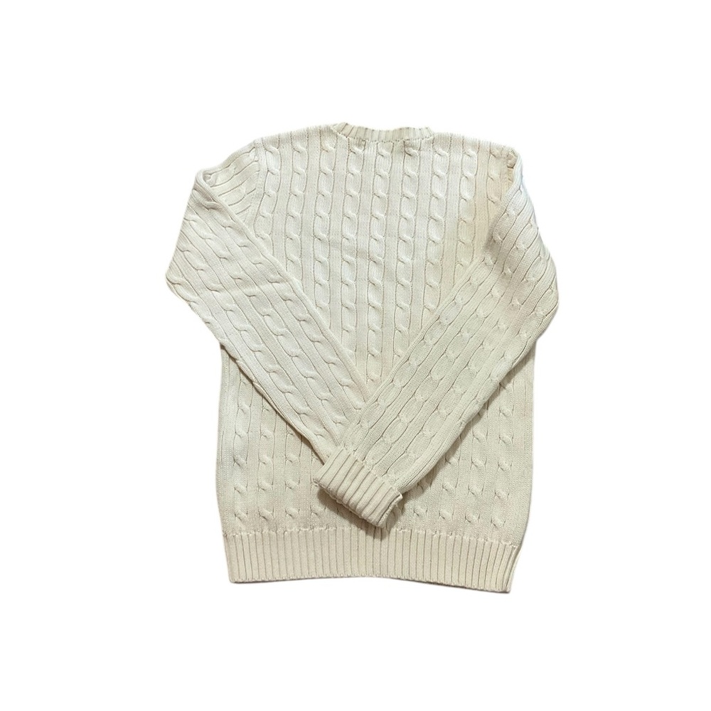 Ralph Lauren Sport Cable-Knit Cotton Crewneck Ivory Jumper Size Large old money - Picture 7 of 16